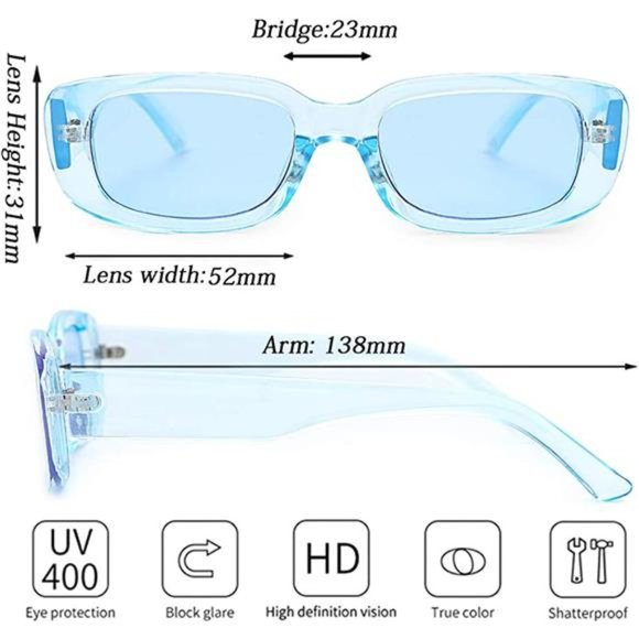 4 Pack Retro Sunglasses Vintage Sunglasses Small Square Rectangle 90s Glasses - Picture 3 of 7